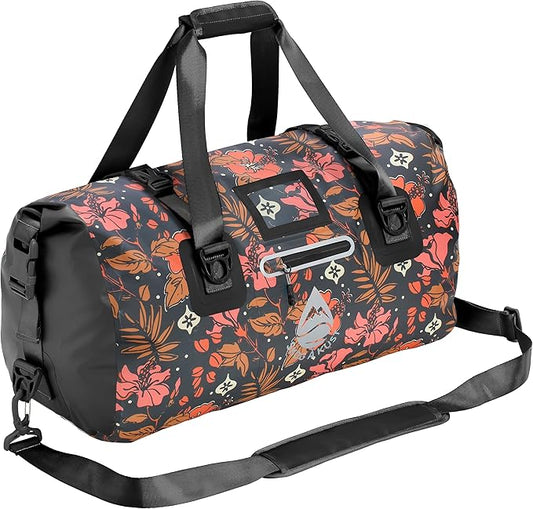 Skog Å Kust Duffelsak Heavy Duty Waterproof Duffel - Gear Bag for Sports, Travel, & More - 40L Hibiscus