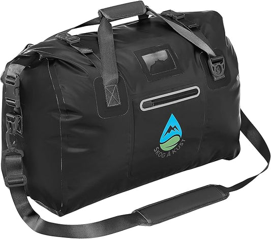 Skog Å Kust Duffelsak Heavy Duty Waterproof Duffel - Gear Bag for Sports, Travel, & More - 60L Black