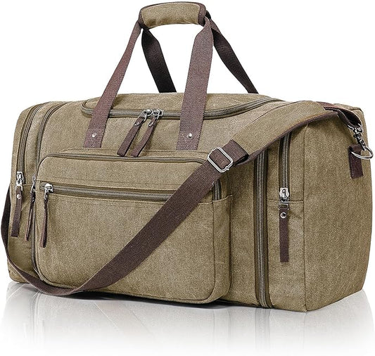 Canvas Expandable Duffle Bag for Men Traveling, Luggage Travel Bag Weekender Overnight Bag,Mens Gym Carry on Duffel Bags