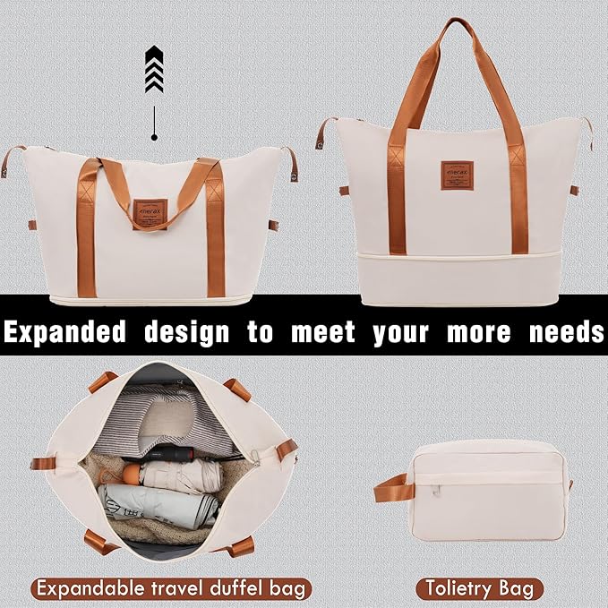 Merax Luggage Set 2 Piece Suitcase Sets with Spinner Wheel,Lightweight Hardside Expandable Travel Laggage with TSA Lock,Suitcase with Travel Bag(20"/28",Khaki & Brown)