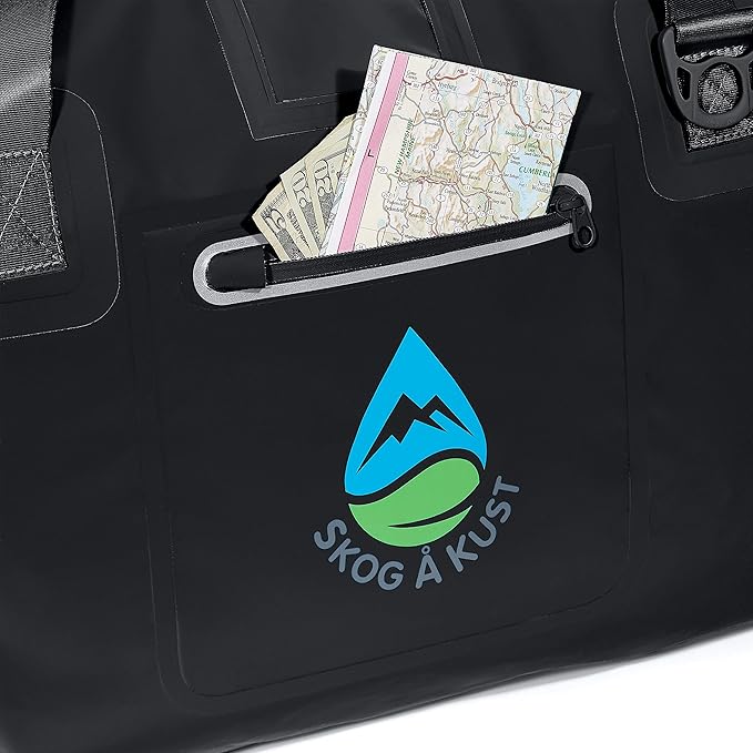 Skog Å Kust Duffelsak Heavy Duty Waterproof Duffel - Gear Bag for Sports, Travel, & More - 60L Black