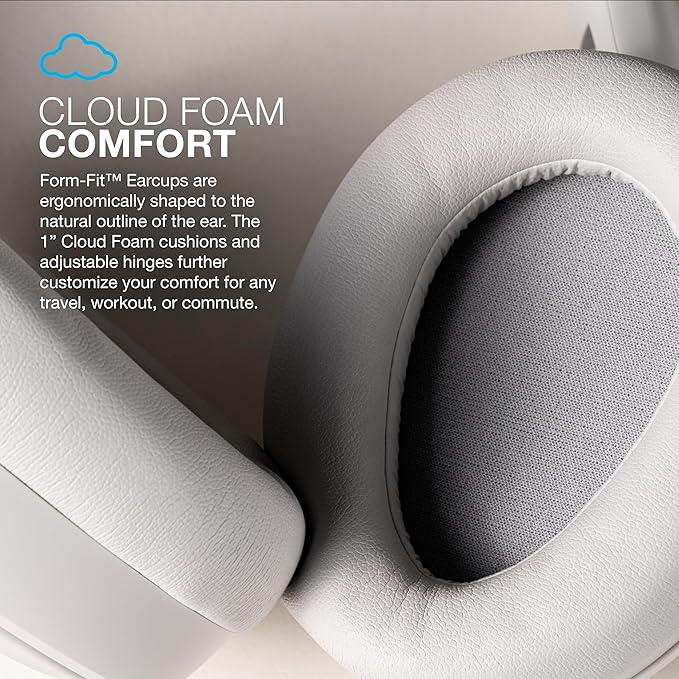 JLab JBuds Lux ANC Wireless Headphones, Cloud White, Hybrid Active Noise Cancelling, Customizable Sound, Spatial Audio Compatible, Premium Over-Ear Bluetooth Headset