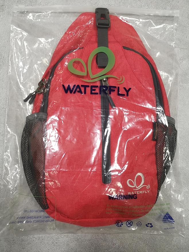 WATERFLY Crossbody Sling Backpack Sling Bag Travel Hiking Chest Bag Daypack