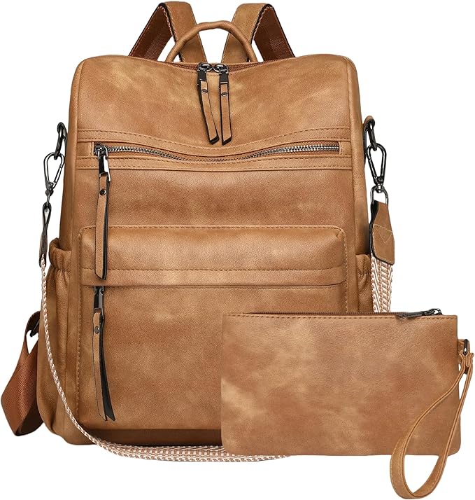 Dora & Liz Womens Backpack Purse Leather Fashion Travel Backpack Purse for Women Designer Ladies Shoulder Bags with Wristlet