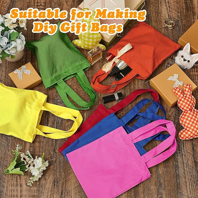 Amylove 24 Pcs Mini Tote Bag Sublimation Blank Canvas Tote Bags Reusable Grocery Luggage DIY Sack Goody for Party Even (8.5 x 8 Inch,Multicolor Color)