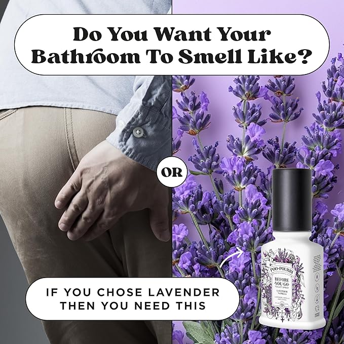 Poo-Pourri Before-You-Go Toilet Spray, Lavender Vanilla, 2 Fl Oz, Up to 100 Uses, Bathroom Odor Deodorizer with Essential Oils for Home or Work, Travel Essentials, TSA Approved Size
