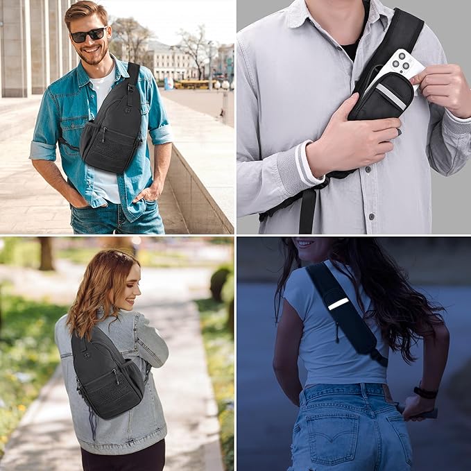 Mens Sling Bag, Water-Resistant Shoulder Bag Small Single Strap Backpack Cross body Bag for Men