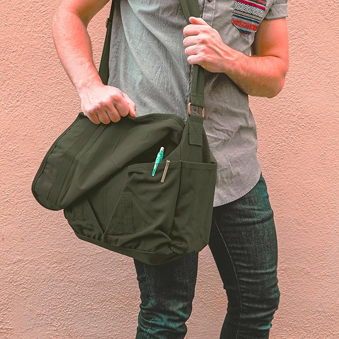 Sweetbriar Classic Vintage Messenger Bag - Original Heavyweight Cotton Canvas Shoulder Bag with Upgraded Features