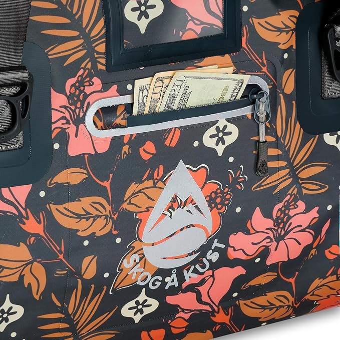 Skog Å Kust Duffelsak Heavy Duty Waterproof Duffel - Gear Bag for Sports, Travel, & More - 40L Hibiscus