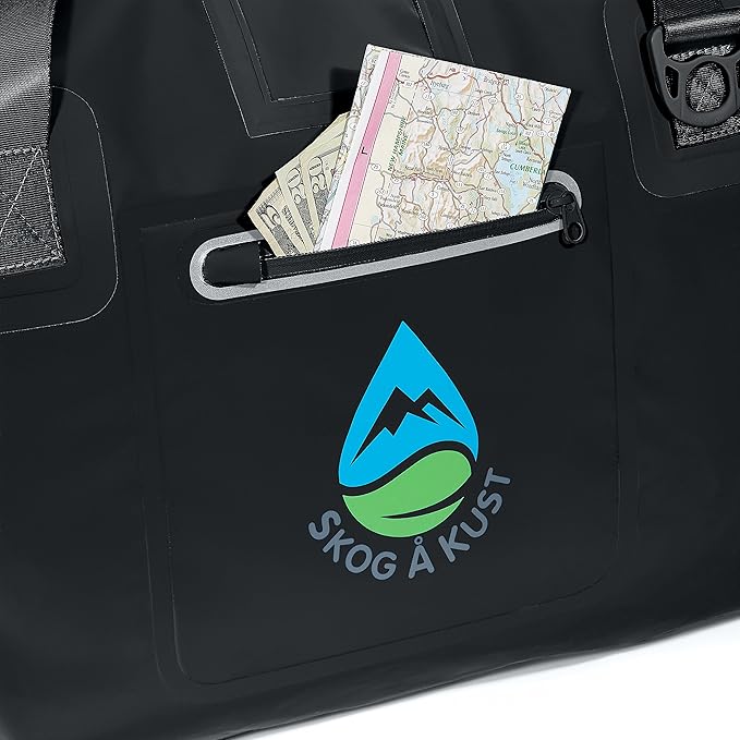 Skog Å Kust Duffelsak Heavy Duty Waterproof Duffel - Gear Bag for Sports, Travel, & More - 40L Black