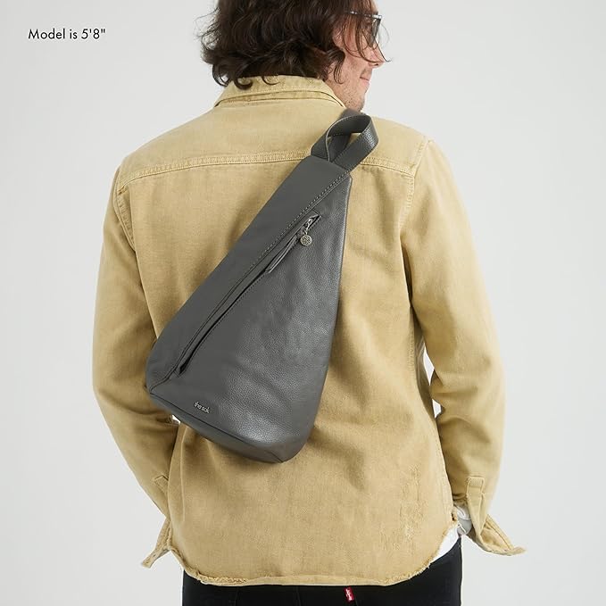 The Sak Geo Sling Backpack in Leather, Convertible Design, Slate