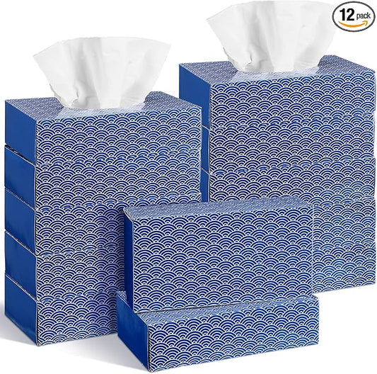 Yinder 12 Packs Facial Tissue Box 1560 Sheets Soft Facial Tissue Box for Fall Halloween Christmas 2 Ply 130 Sheets Disposable Travel Tissues Bulk for Car Household Kitchen(Clouds)