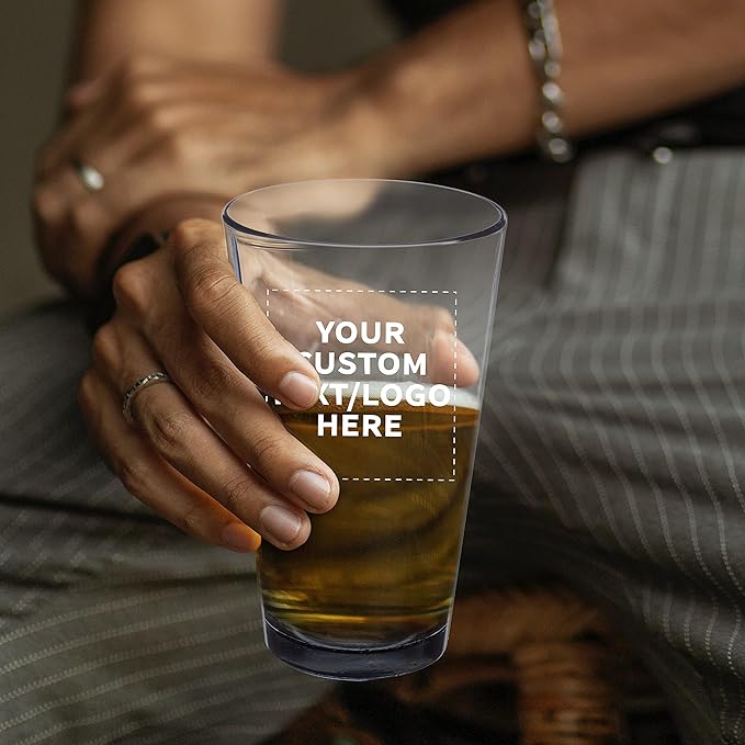 Custom Libbey Pint Glass 16 oz. Set of 10, Personalized Bulk Pack - Beer Glasses, Heavy Duty Drinkware - Black