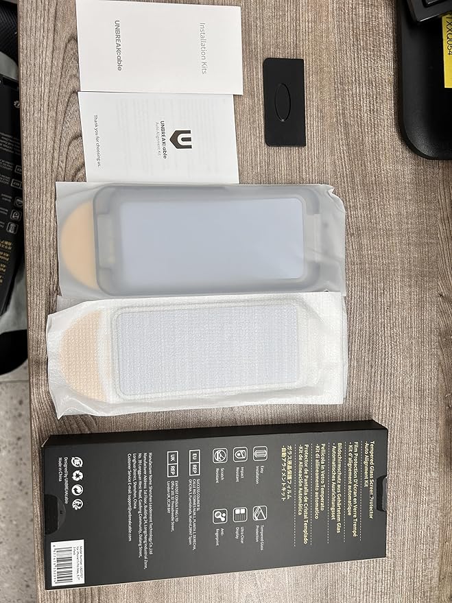 UNBREAKcable 3-Pack Screen Protector for iPhone 15 Pro Max Tempered Glass - [One-Pull Perfection] [Auto Dust-Elimination] [9H+ Hardness] [99.99% HD Clear] Full Coverage for iPhone 6.7 inch