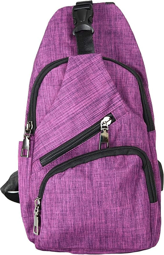 Anti-Theft Daypack Crossbody Sling Backpack, USB Charging Connector Port, Lightweight Day Pack for Travel, Hiking, Everyday, Regular, Pink