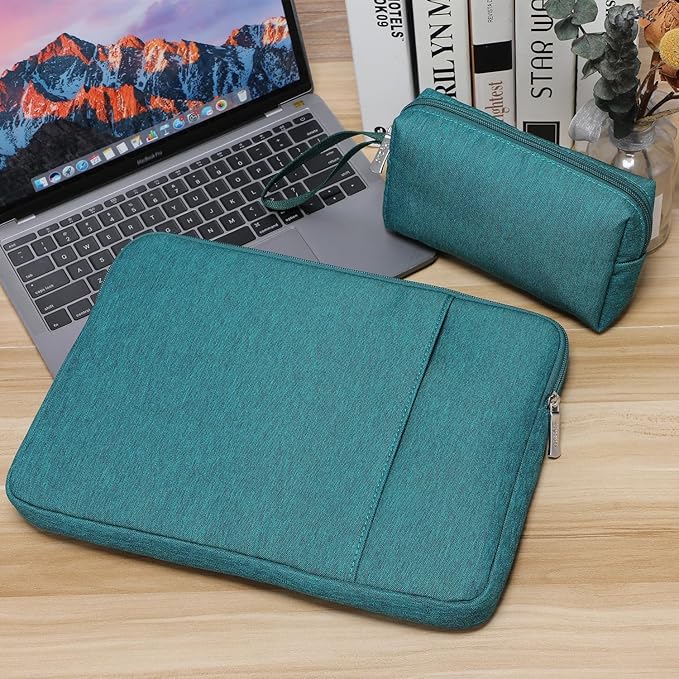 HYZUO 14-15 Inch Laptop Sleeve Bag Set for MacBook Air 15 M4/M3/M2, MacBook Pro 15, XPS 14/15 Plus, 15" Surface Laptop, Notebook Case for 14" HP Lenovo ThinkPad Asus Acer Huawei, Dark Green