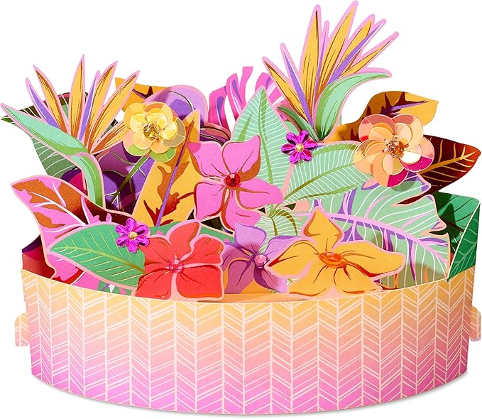 Papyrus Blank Pop-Up Card for Birthdays, Thinking of You and All Occasions (Tropical)
