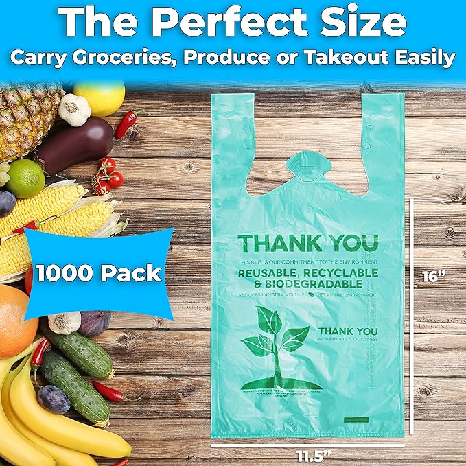 Avant Grub Plastic Grocery Bags Perfect for Business, Restaurants. bulk, Heavy Duty, Thick, Green, T Shirt Bag for Shopping.