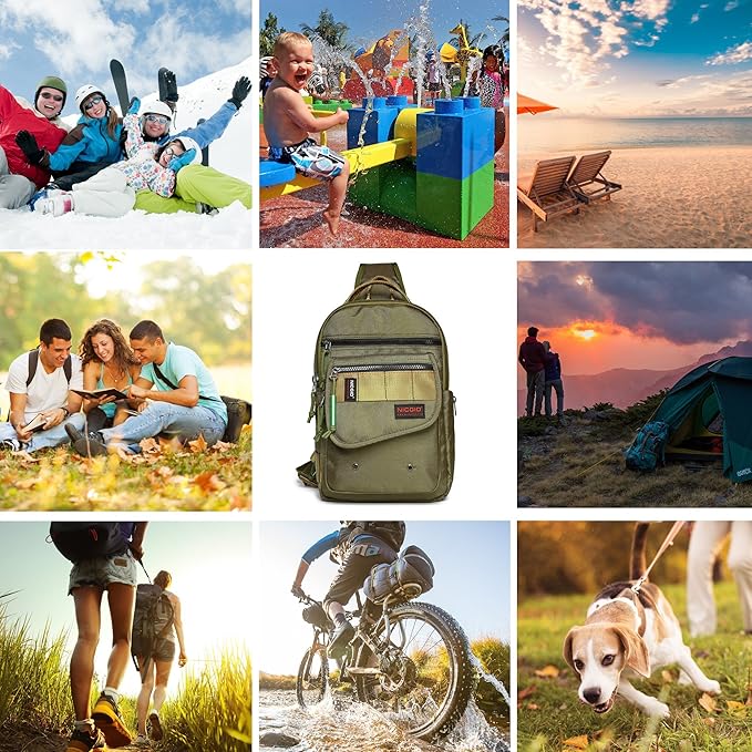 NICGID Sling Bags, Chest Shoulder Backpacks Crossbody Purse Outdoor Chest Bag Travel Backpack for Men Women