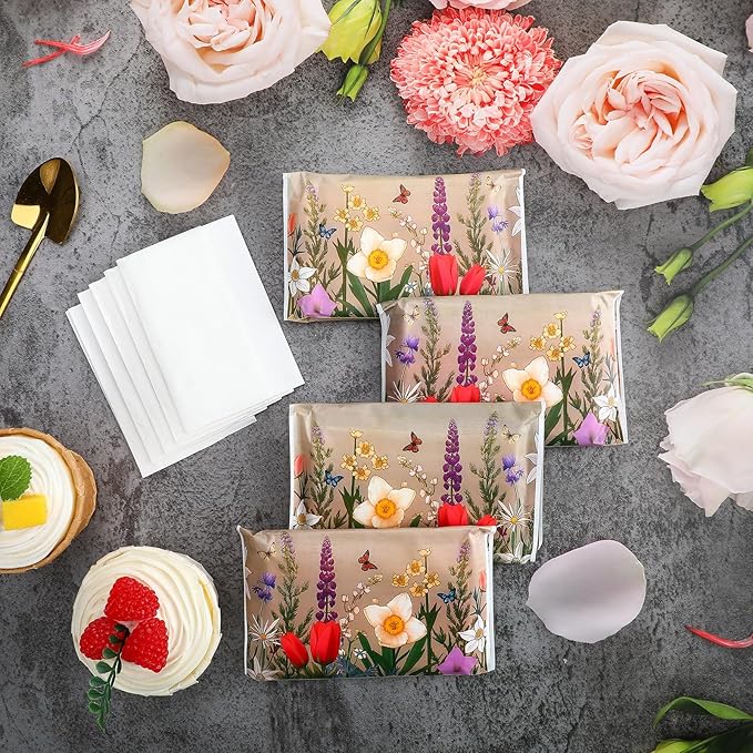 PerKoop 100 Packs Travel Size Tissues Disposable Pocket Facial Tissues Bulk for Travel Wedding Guest School Wallet Purse Home Supplies, 1000 Sheets 3 Ply(Retro Flower)