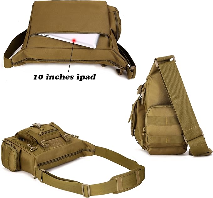 ArcEnCiel Tactical Messenger Bag Men MOLLE Sling Shoulder Pack with Patch