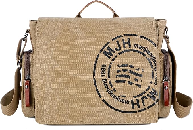FSD.WG Satchel Messenger Bag for Men Canvas,Travel Shoulder bag 13.5" Laptop Bags