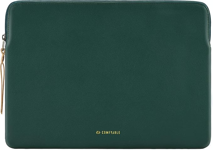 Comfyable Leather Laptop Sleeve Compatible with 16 Inch MacBook Pro M4 2024 & 15 Inch MacBook Air M4 M3 M2 2025, Green