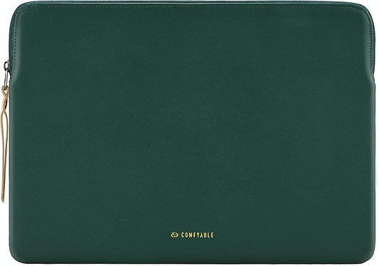 Comfyable Leather Laptop Sleeve Compatible with 16 Inch MacBook Pro M4 2024 & 15 Inch MacBook Air M4 M3 M2 2025, Green