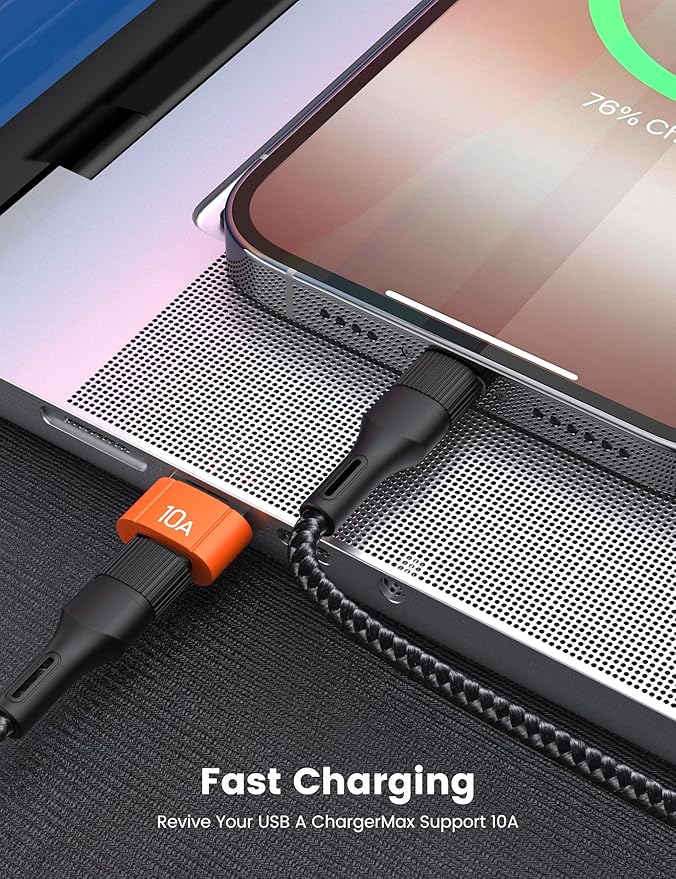 20Pack 200W USB C to USB Adapter, with Fast Charging & 480MB Data Transfer, USB C Converter for Apple Watch Ultra iWatch Series 8 7,iPhone 16 15 Plus Pro Max,Orange