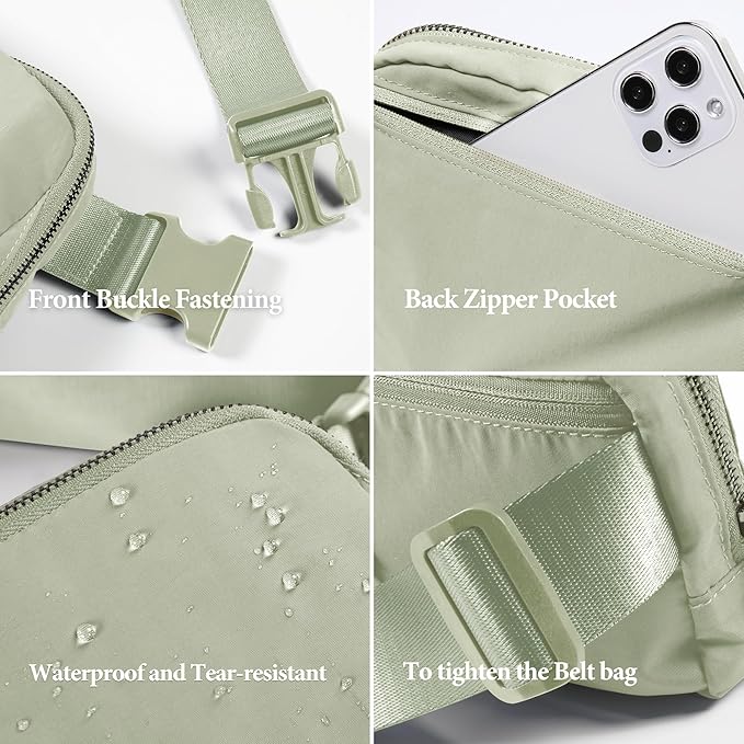 ODODOS Unisex Mini Belt Bag with Adjustable Strap Small Fanny Pack for Workout Running Traveling Hiking, Desert Sage