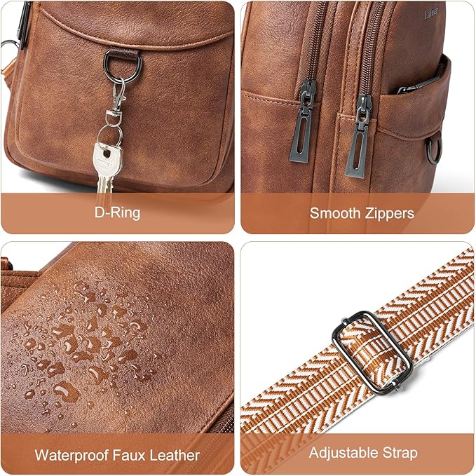 7L Sling Bag for Women Men Crossbody Belt Bag Small Travel Sling Backpack Anti Theft Chest Daypack Purse Faux Leather