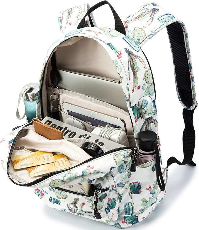 Kinmac Water Resistant Laptop Travel Outdoor Backpack with USB Charging Port for 13 inch 14 inch and 15.6 inch Laptop (Cacti)