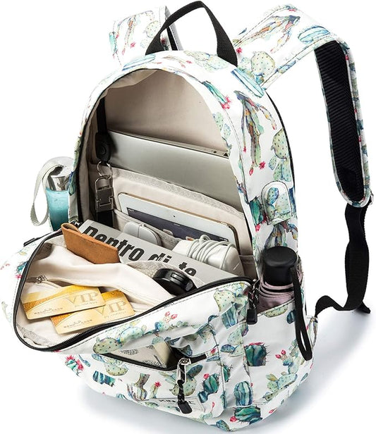 Kinmac Water Resistant Laptop Travel Outdoor Backpack with USB Charging Port for 13 inch 14 inch and 15.6 inch Laptop (Cacti)