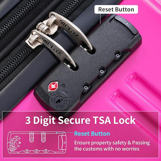 Merax Luggage Sets 3 Piece, Hardside Expandable Suitcase Set with Spinner Wheels, Lightweight Gradient Color Luggage 20+24+28 IN, Purple and Pink