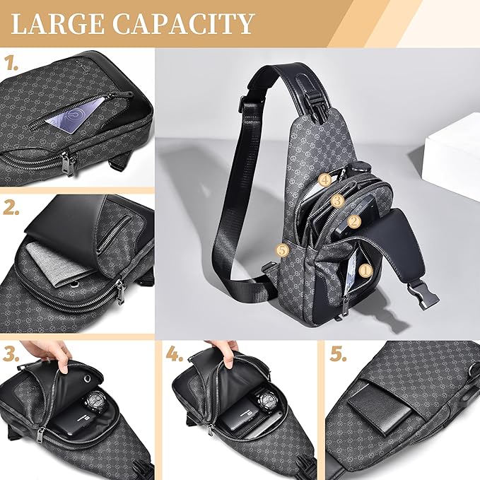 FSD. WG sling Backpack for Men Chest Bag Crossbody Shoulder Bags Travel Hiking Bag Purse for Men with Water Resistant