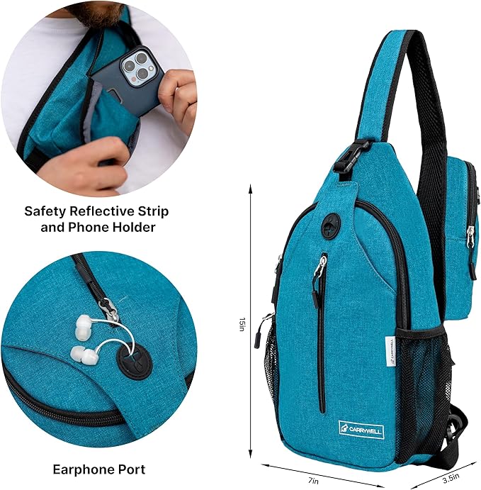 |Not Made In China| Crossbody Sling Backpack, Sling Bag For Travel and Hiking, Anti-Theft Chest Bag