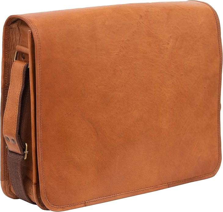 15 INCH Vintage Crossbody Genuine Leather Laptop Messenger Bag for Men and Women