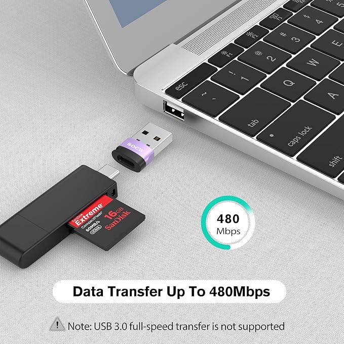 USB C Female to USB Male Adapter 2.0 (Purple, 4 Pack)