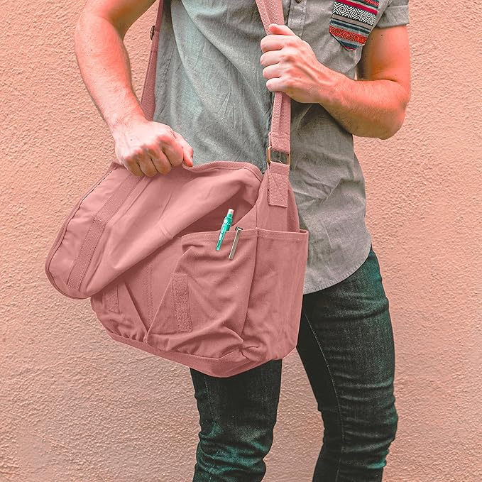 Sweetbriar Classic Vintage Messenger Bag - Original Heavyweight Cotton Canvas Shoulder Bag with Upgraded Features