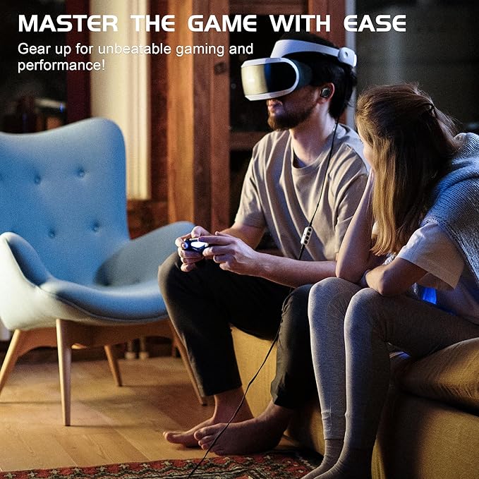 IAMJOY Wireless Gaming Earbuds, 20ms Low Latency, Game Earbuds with Mic, 2.4GHz & Bluetooth, Compact LED Display Wireless Earbuds Compatible with Meta Quest 3/2, PS5/4, Steam Deck, VR, Switch, PC