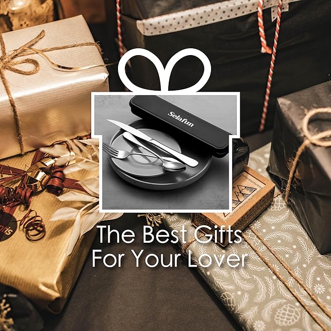 5-pieces Travel Set with Case Portable Silverware Utensils Set for work, Stainless Steel Reusable Flatware Set Cutlery Set for Camping Picnic Hiking Office (silver, 5.9)