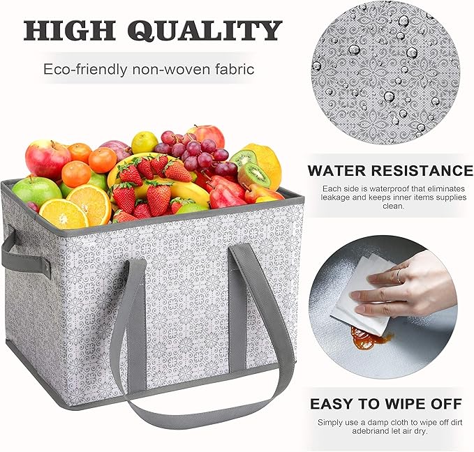 WISELIFE Reusable Grocery Bags [6 Pack],Large Grocery Tote Bag Water Resistant Shopping Bags Foldable Grocery Bag for Clothes,Shoes and Picnic