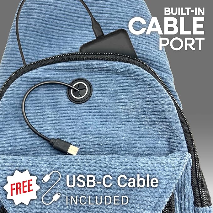 Anti-Theft Daypack Crossbody Sling Backpack, USB Charging, Lightweight Day Pack for Travel, Hiking, Everyday, Regular, Gray