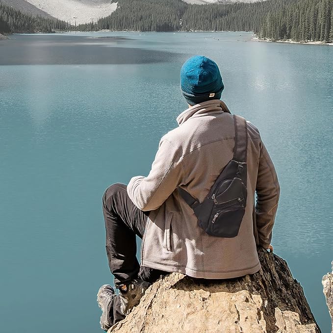 Milan Anti-Theft Daypack Crossbody Sling Backpack, Vegan Leather, USB Charging Connector Port, Lightweight Day Pack for Travel, Hiking, Everyday, Large, Slate