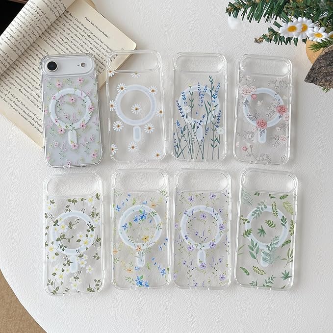 ZTOFERA for iPhone Air Magnetic Case Compatible with Magsafe,Aesthetic Floral Pattern Design Cute for Girl Women,Anti-Drop Protective Hard Phone Cover for iPhone Air-Purple Flower