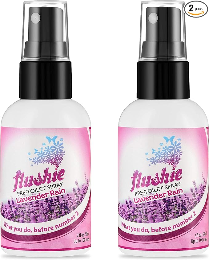 Flushie Pre-Toilet Spray for Bathroom - Toilet Deodorizer (Lavender, 2oz 2-Pack)
