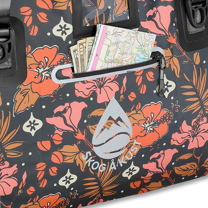 Skog Å Kust Duffelsak Heavy Duty Waterproof Duffel - Gear Bag for Sports, Travel, & More - 60L Hibiscus