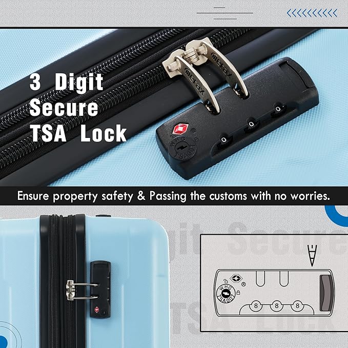 Merax Luggage Set 2 Piece Suitcase Sets with Spinner Wheel,Lightweight Hardside Expandable Travel Laggage with TSA Lock,Suitcase with Travel Bag(20"/28",Baby Blue)