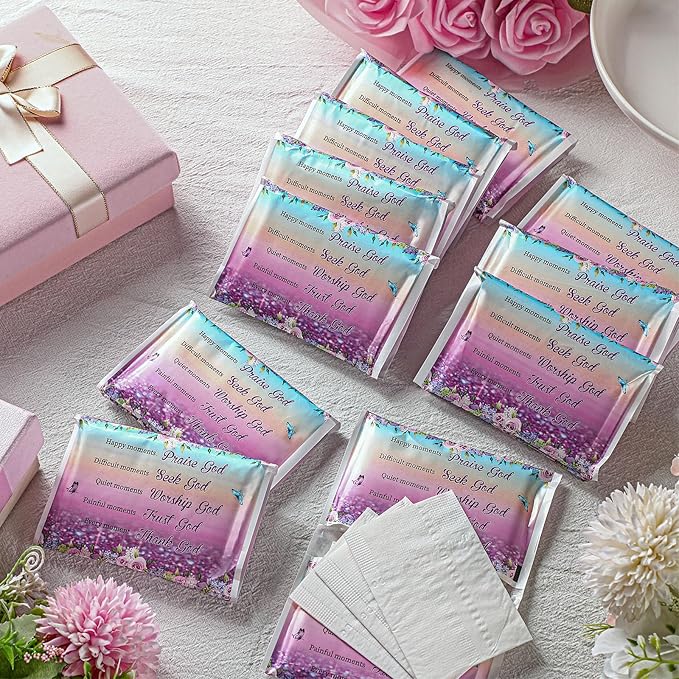 Sinmoe 60 Pack Pocket Tissues Travel Packs Christian Travel Tissues 3 Ply Pocket Size for Guests Mini Wallet Facial Napkin for Breast Cancer Wedding Xmas Graduation(Butterfly)