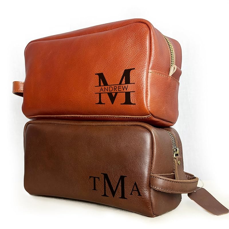 100% Genuine Leather Personalized Toiletry Bag for Men • Mens Toiletry Travel Bag • Travel Essentials for Men • Vacation Essentials Bathroom Travel Organizer • Groomsmen Gifts Shaving Bag for Men